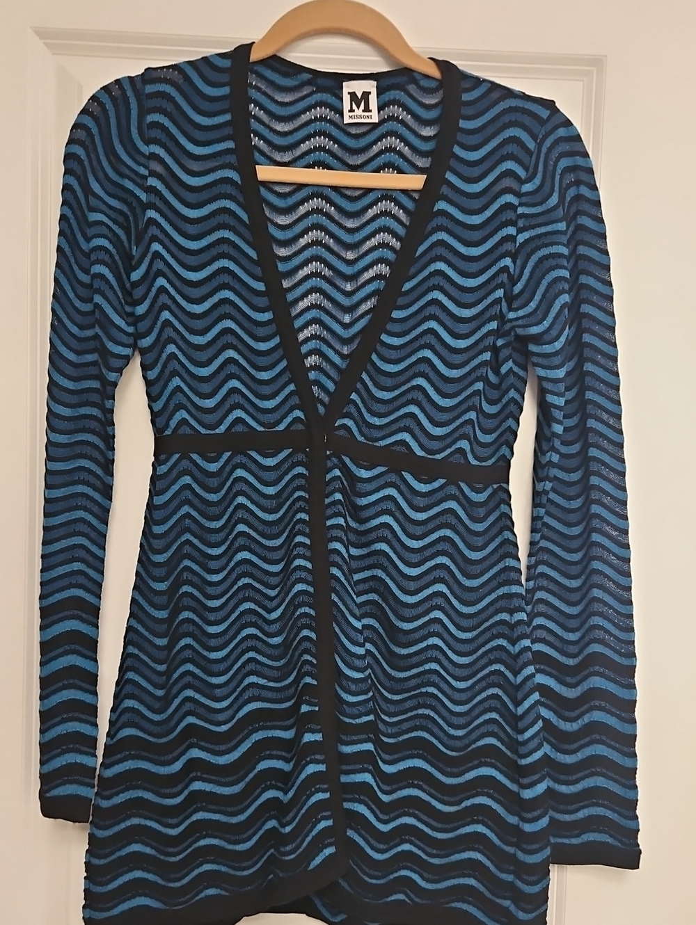 EUC Missoni Teal & Black Wavy Knit Cardigan